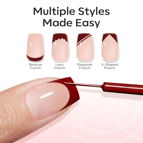 modelones Burgundy French Tip Liner Gel Polish 15ml Nail Art Detail Brush - color: A-Burgundy-1