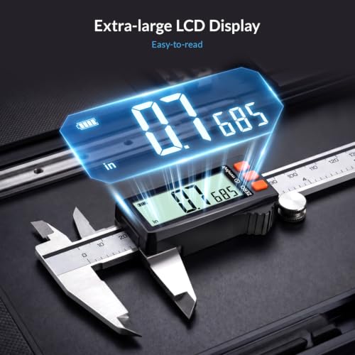 HARDELL Digital Caliper, Rechargeable Calipers with Power Display, 6"