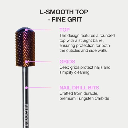 Curacoro Nail Drill Bits 3/32'' L-Shaped Smooth Top Carbide Bit (Fine) - color: Galaxy - L-Smooth Top, size: Fine