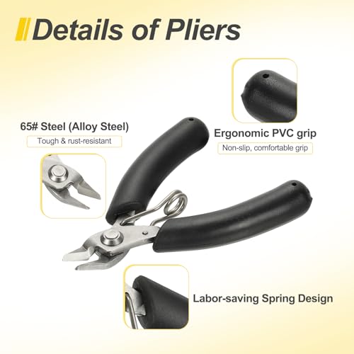 HARFINGTON Wire Cutter 4" Mini Small Side Cutters with Non-slip PVC Handle Jewelry Pliers for Jewelry Model Electronic 3D Print, Black