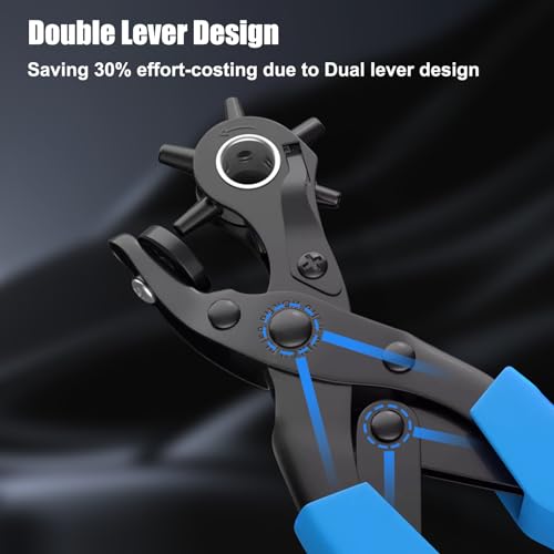 Diyife Professional Leather Hole Puncher, Punch Tool Kits for Belts, Blue - color: Blue