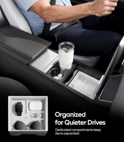 Wigoo for 2026 Tesla Model Y/3/YL Accessories Console Organizer 4PCS White