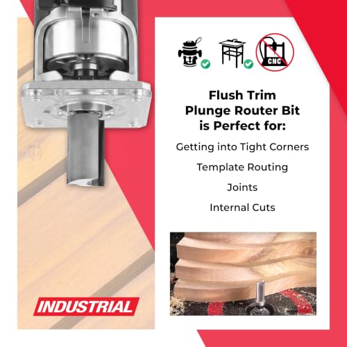 Amana Tool 45551 Flush Trim Router Bit 1-1/8 D x 2 CH x 1/2 SHK Bearing - size: 1-1/8 Dia x 2" x 1/2 Sh
