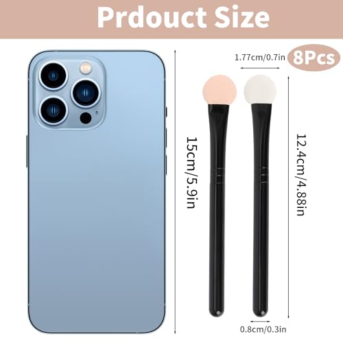 Uorpoto Eyeshadow Applicators Double Sided Sponge Makeup Brushes Reusable 8Pcs Round Foam Eye Shadow Applicator Sticks Brush Set Washable - color: Black 8Pcs