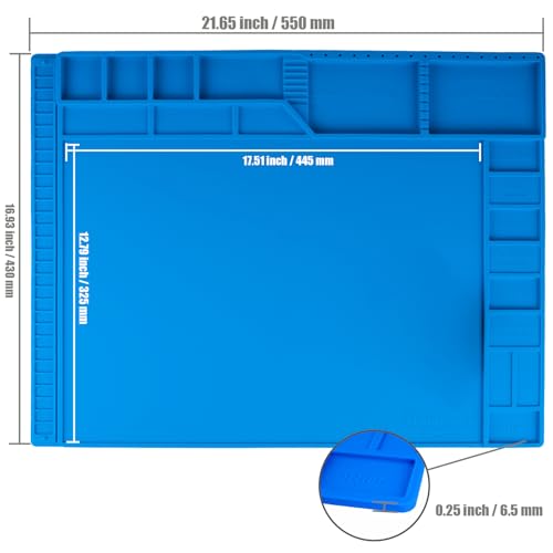 Kaisi Large Soldering Mat Heat Resistant,Silicone work mat,solder mats - color: Blue Soldering Mat