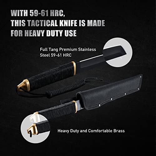 Leopcito 11.5" Japanese Fixed Blade Tactical Knives with Sheath - color: Black