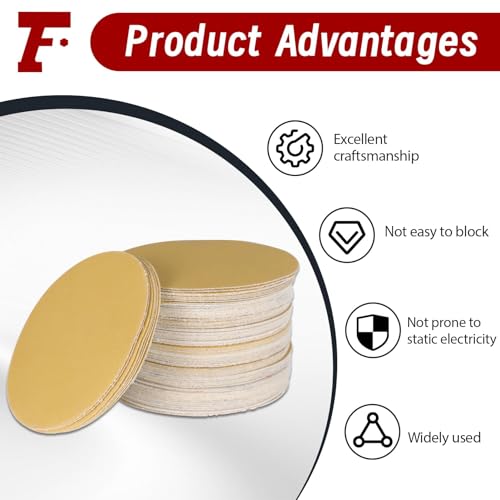 findmall 5-Inch NO-Hole 100Pcs Hook Loop Pads Sanding Disc 320 Grit - size: 320grit