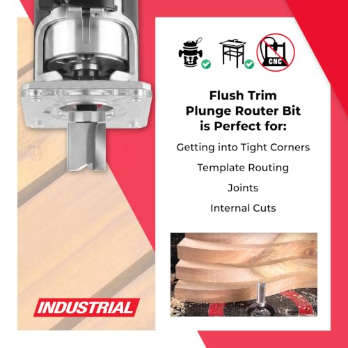 Amana Tool 45367 Flush Trim Router Bit 1-1/4 D x 1-1/2 CH x 1/2 SHK Bearing - size: 1-1/4 Dia x 1-1/2" x 1/2