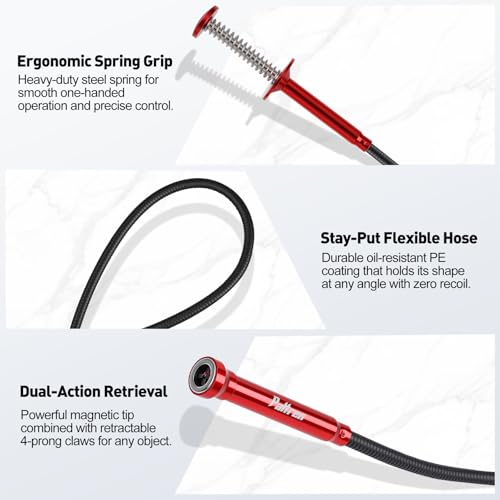 24-Inch Flexible Magnetic Pickup Tool, 4LB Retractable 4-Claw Grabber - size: Claw Grabber