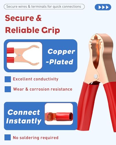 Vibit 10 Pcs Alligator Clips Heavy Duty Copper Spring Loaded Battery Clamps - size: 10 PCS-50A