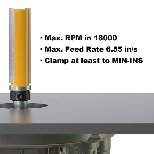 FIVEPEARS Pattern Flush Trim Router Bit, 1/2" Shank, 3/4" Cutting Dia, 2-1/2" Cutting Length, Top Bearing, Woodworking - size: 3/4" Dia - 2-1/2" CL - 1/4" Shank, style: Shank Size: 1/2"