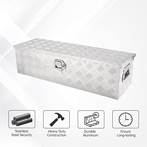 39" Aluminum Truck Tool Box with Side Handle, Silver(39"×13"×10") - color: Silver, size: 39"x13"x10"