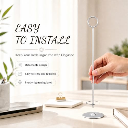 12 Inch Matte Silver Steel Place Card Holder,16 Pack Table Number Holder - color: Matte Silver Round 16PK