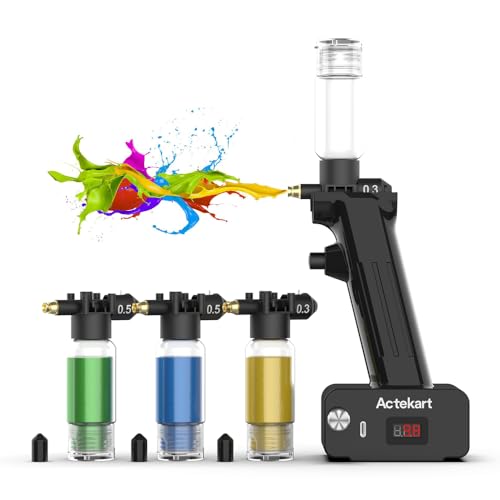 Actekart No-Clean Airbrush Kit (Revolutionary Upgraded) 30PSI Cordless No Clean Airbrush with 4pcs Spray Modules (2 x 0.3mm & 2 x 0.5mm)-Rechargeable Portable Airbrush