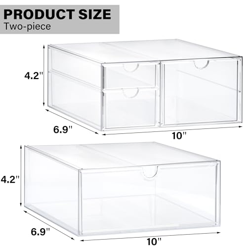 Prsildan Acrylic Drawer Makeup Organizer with 4 Drawers - size: 4 Drawers