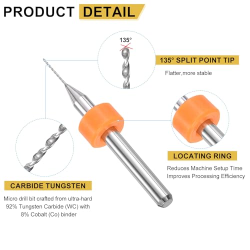 PATIKIL 30 Pack 0.45mm Micro Drill Bits Carbide Tungsten Steel - size: 0.45mm