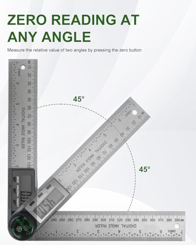 Digital Angle Finder Tool Stainless Steel, Protractor 2 Batteries