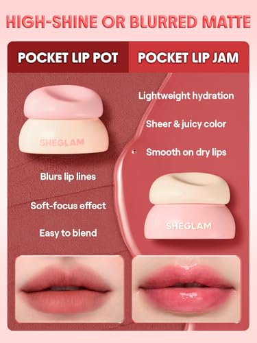 SHEGLAM Bounce Putty Pocket Lip Pot velvet Matte Lip Gloss Soft High Pigment Color Lip Stain with Brush-Pomelo Plump - color: Pomelo Plump