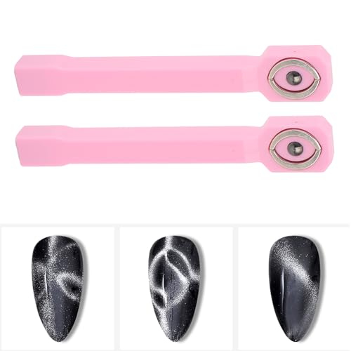 Nail Art Magnet Tool Strong Suction Nail Polish Magnet Stick 3 in 1 for Home and Salon (Pink) - color: Pink