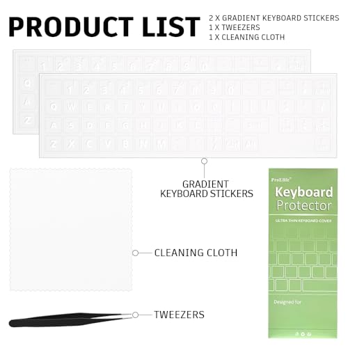 ProElife Keyboard Letter Stickers with Tweezer, Short, White - color: White