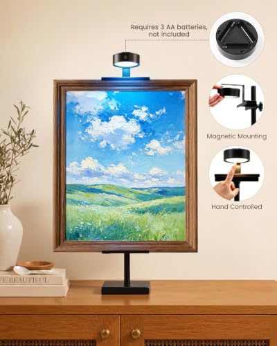 Adjustable Tabletop Easel Stand with Picture Frame Light, Black - color: Light Black