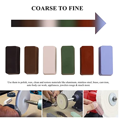 DSMART Metal Polishing Buffing Compound Sets 24oz 6Pcs (4oz Each) Polish Rouge for Aluminum Stainless Steel Jewelry from Course to Fine Polish Compound Bar - size: 24 Oz.