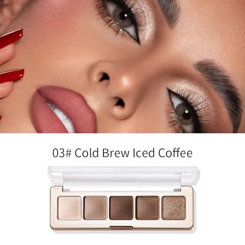 Neutral Nude Matte & Shimmer Eyeshadow Palette – Pink, Cocoa Brown & Champagne Gold Shades, Warm Nude Glitter Eye Shadow Contour Palette for Mature Women, Blue Green Eyes & Daily Natural Makeup - color: A03
