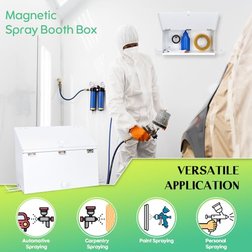 Magnetic Booth Box, Double Compartment w/ 2 Spray Gun Hangers - color: White