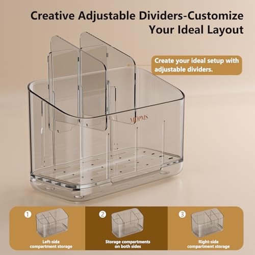 MOPMS Toothbrush Holders for Bathrooms with 5 Slots Adjustable Dividers - color: Grey