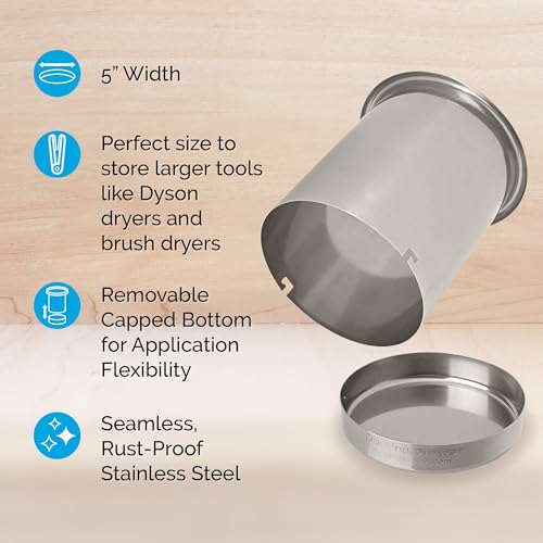 Docking Drawer 5" Stainless Steel Canister for Hot Tools, Capped Design - size: 5.0"