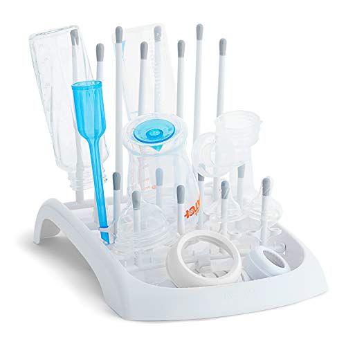 Munchkin® Fold™ Baby Bottle Countertop Drying Rack, White & Bristle™ Bottle Brush, Grey