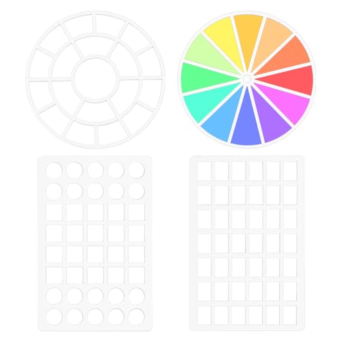 BENECREAT 4Pcs Color Wheel Template, 2 Styles Acrylic Drawing Stencils, Swatching Template Stencil for Color Correction Fabric Scrapbook Walls Crafts Home Decoration Arts Paper - style: Rectangle & Round