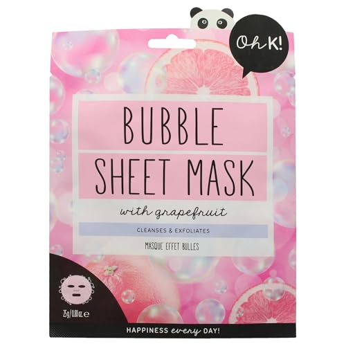 Oh K! Bubble Sheet Mask - Grapefruit - Korean Face Mask Sheet - Facial Skin Care Products - Clean Korean Skincare - Hydrating Face Sheets - 1 Pc - size: 1 Count (Pack of 1), style: Grapefruit