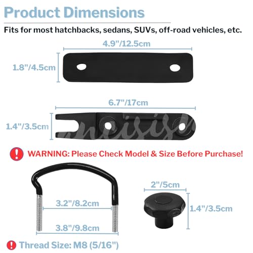 4 Pcs Roof Box U-Bolt Clamps, Upgraded Rooftop Cargo Carrier Rack Bolts, Car Van Mounting Fitting Kit 85mm Inner Width Metal U-Bracket Clips w/ 8 Lock Nuts 2 Straps