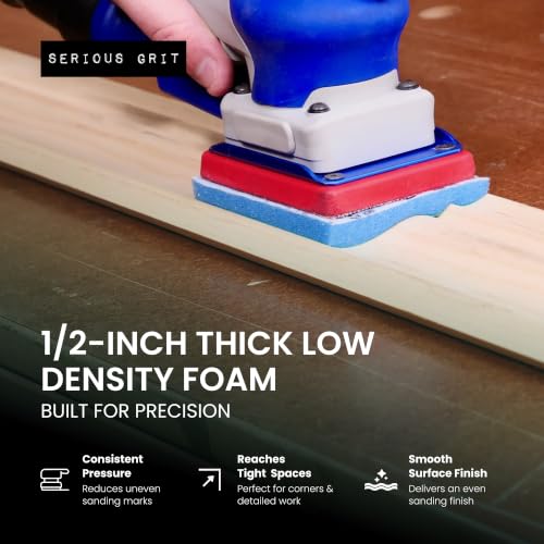 Serious Grit - 3x4 1/2" Foam Sanding Pads - 600-700 Grit Finish - 10 Pack - size: 600-700, style: 12.7mm Foam