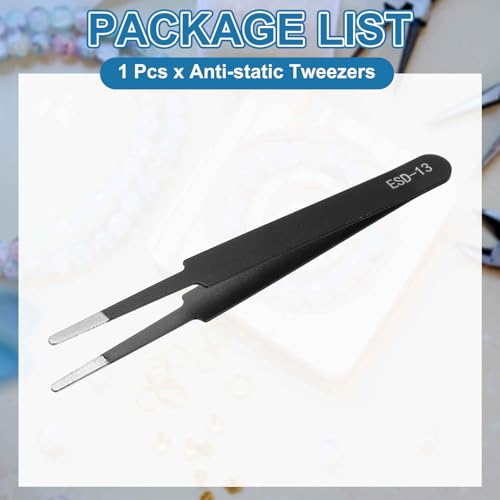 HARFINGTON 4.53" Long ESD-13 Anti-static Straight Round Tip Tweezers - size: 4.53"（ESD-13)