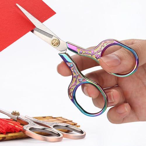 Mini Scissors Stainless Blade Metal Handle 2 Pack Office School Classroom Student Teacher Crafting Fabric Sewing Gift Wrapping All Purpose - color: 2 Pack Colorful