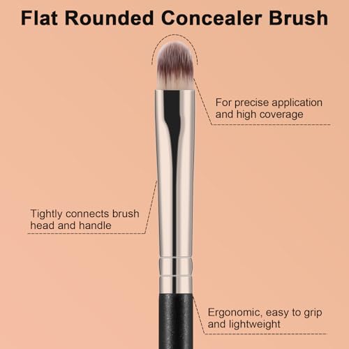 TEOYALL Flat Rounded Concealer Brush, Synthetic Precise Spot Coverage Brush - style: Round Concealer