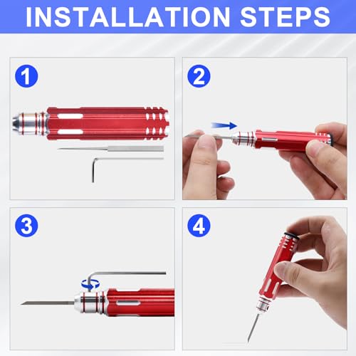 2PCS Prime Model Scriber Gundam Resin Carved Scribe Line Hobby Cutting Tool Chisel, 7 Model Chisel Blades (0.1/0.2/0.4/0.6/0.8/1.0/2.0mm) with Rubber Cap + Carving Masking Tape 3mmx20m