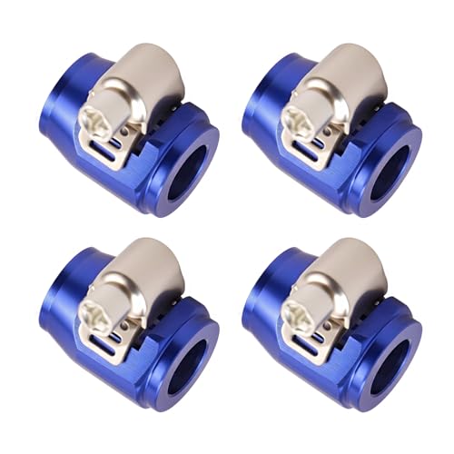 Aluminum Hose End Finisher Clamp, Universal Fit, Red Chrome Finish, 4pcs Set for Stainless Steel and Rubber Hoses, Model (Blue, 6AN) - color: Blue, size: 6AN
