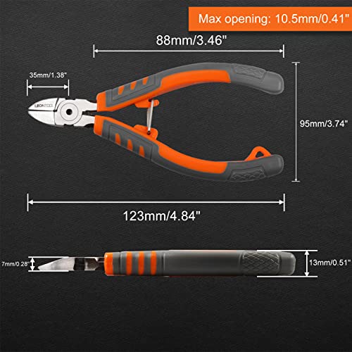 Diagonal Cutting Pliers 5-Inch Wire Flush Cutters Side Cutter Wire Snips with Hand Rope and Protective Cover for Cuts Electronics Wires Jewelry Zip Ties - style: Standard