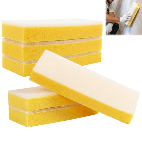 6Pcs Drywall Wet Sanding Sponge,9 '' Double Sided Drywall Finishing Sponge
