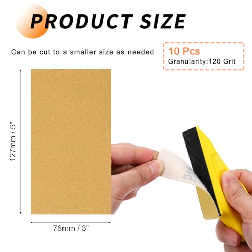 10 Pcs 120 Grit Sandpaper 3x5 Inch Sand Paper Alumina Abrasive - size: 3 x 5 Inch(120 Grit)