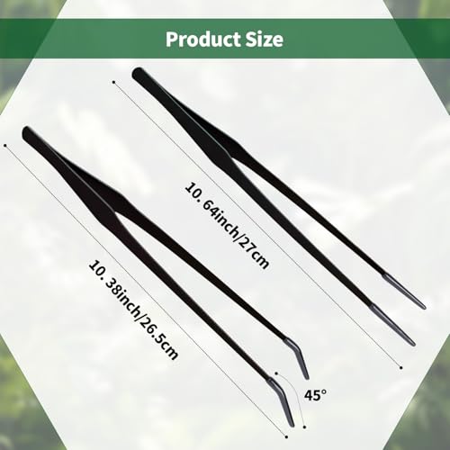 2 Pack 10.6" Stainless Steel Reptile Feeding Tongs with Rubber Tip, Black - color: 10.6"Black
