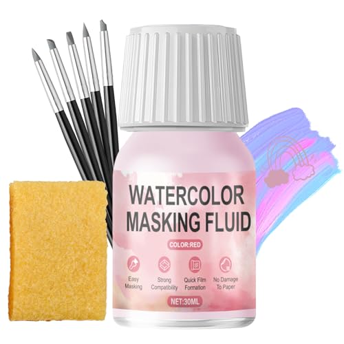 WANJAO 30MLMasking Fluid for Watercolor Painting Fast Drying Easy Peel Use - color: Red