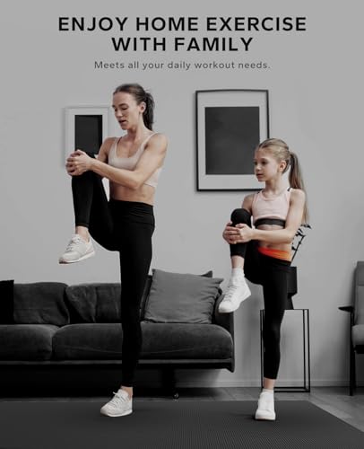 HAPBEAR Large Exercise Mat-6'x4'/7'x5'/6'x8'/6'x9'/6'x10'/6'x12'x 1/3"(8mm) - color: Black-High Density 6'×8'×⅓"