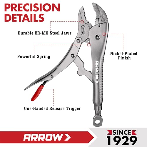 ARROW 2PCS Curved Jaw Locking Pliers Set 7" & 10" - size: 7&10inch
