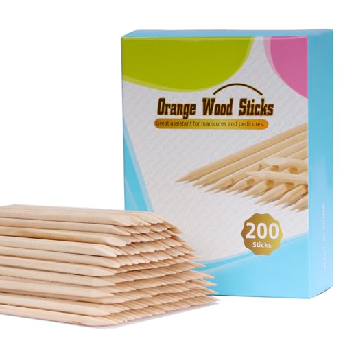 Orange Wood Sticks for Nails, Dual Ended, 4.5 Inch, 200 Pcs