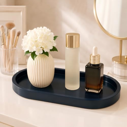 Bathroom Tray,Vanity Tray,Perfume Tray for Makeup,Perfume,Trinket - color: Dark Blue, size: 12.5"x5.8"x1.1" (2 Pack)