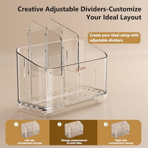 MOPMS Toothbrush Holders for Bathrooms with 5 Slots Adjustable Dividers - color: Clear